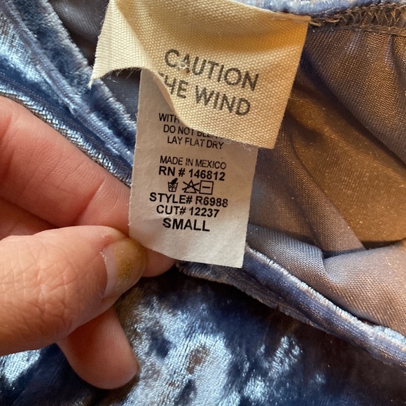 Baby Blue Crushed Velvet Spaghetti Strap Tank Top - Picture 5 of 5